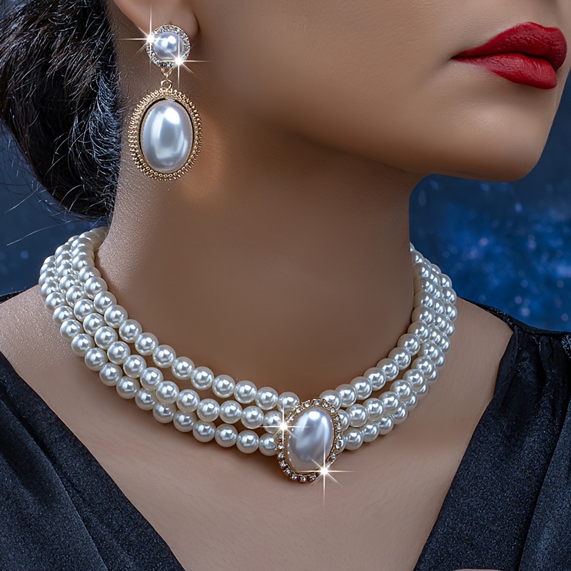 Pearl Necklace Set - stylish Imitation Pearl necklace and a