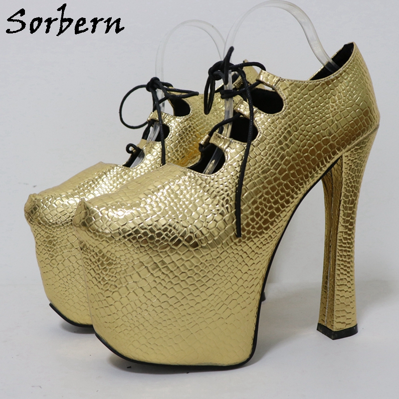 Sorbern Gold Crocodile 20Cm Pu - Pump Heel Block recension och pris