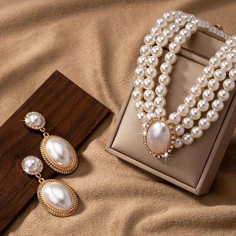 stylish Imitation Pearl neckla - Pearl Necklace Set recension och pris