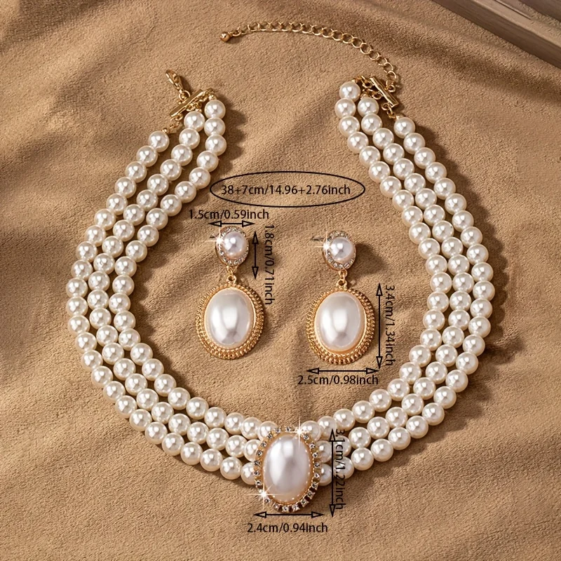 stylish Imitation Pearl neckla - Pearl Necklace Set recension och pris