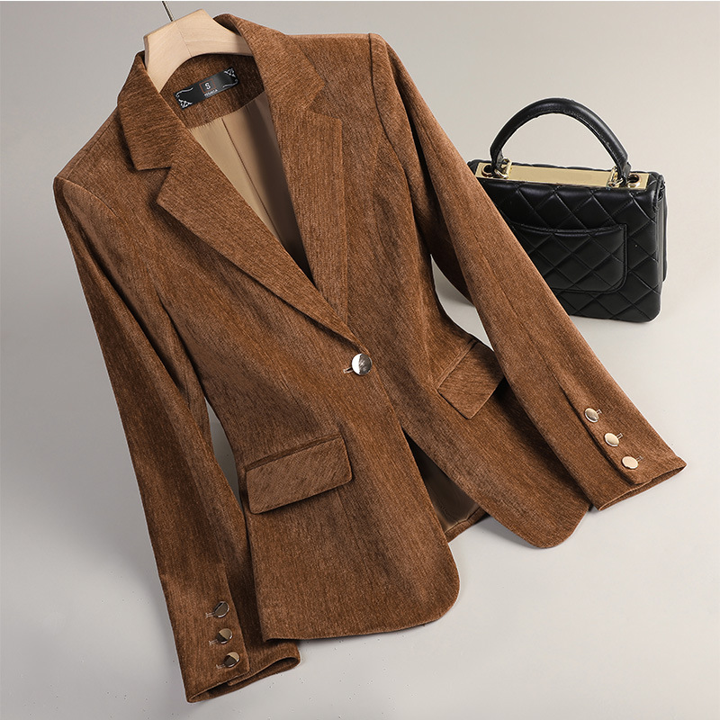 Yellow Gold Velvet Blazer Wome - Women Formal Wear Blazers recension och pris
