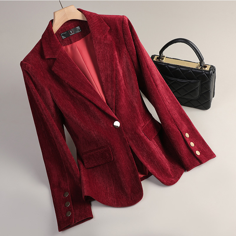 Yellow Gold Velvet Blazer Wome - Women Formal Wear Blazers recension och pris
