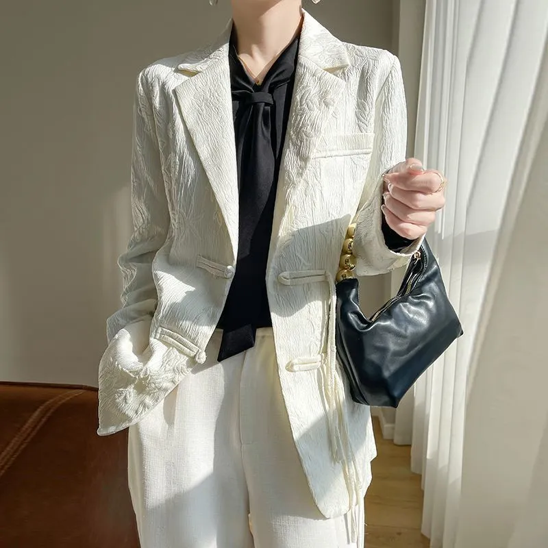 Women's White Textured Blazer  - Women Formal Wear Blazers recension och pris