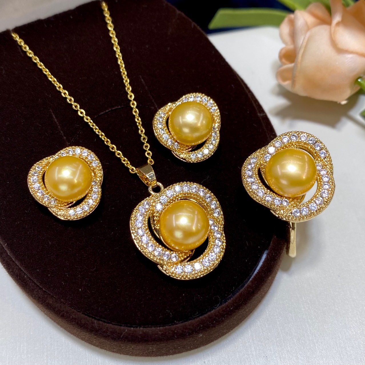 One Set Freshwater Pearl Yello - Pearl Necklace Set recension och pris