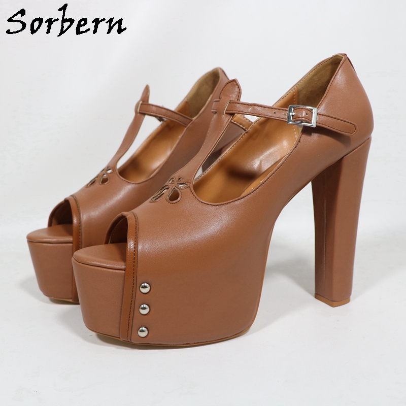 Sorbern Brown Matte Women Pump - Pump Heel Block recension och pris