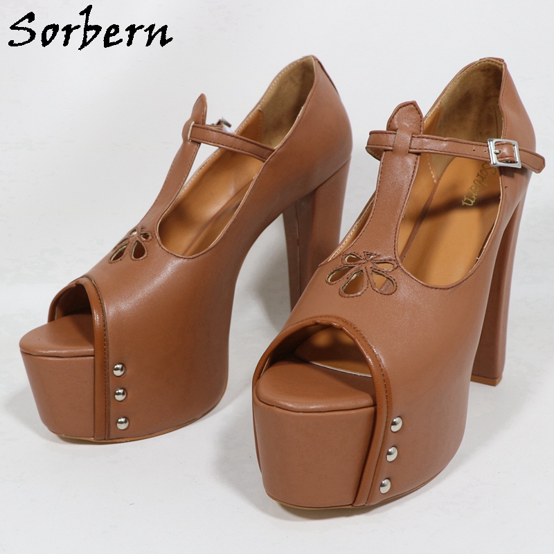 Sorbern Brown Matte Women Pump - Pump Heel Block recension och pris
