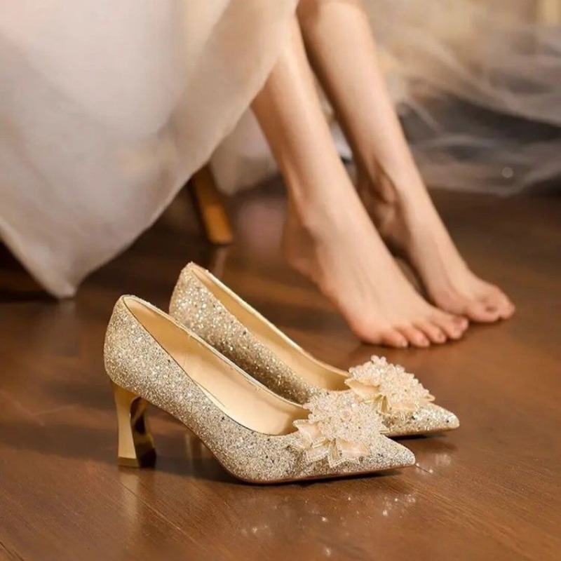 Rhinestone Flower Block Heel S - Pump Heel Block recension och pris
