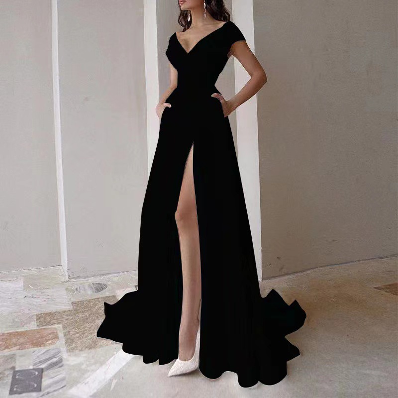 New Elegant Floor Length Lady  - Women Formal Wear Black And White recension och pris