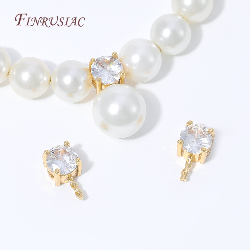 18K Gold Plated CZ Prong Set P - Pearl Necklace Set recension och pris